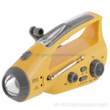 Solar flashlight hand crank dynamo with mobile phone charger